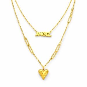 Angel and Heart Double Layered Necklace